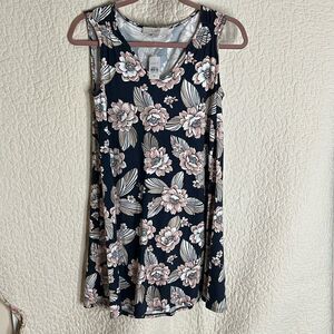 NWT Loft Navy and Blossom Flower Tank Midi Dress